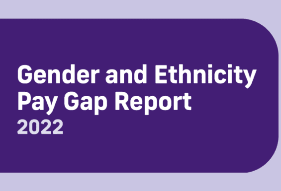 Gender and Ethnicity Pay Gap Report 2022 on purple background